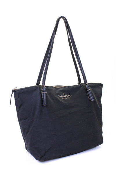 Kate Spade New York Womens Logo Front Medium Nylon Tote Handbag Black