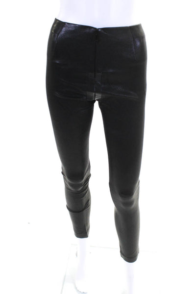 Rag & Bone Womens Back Zip High Rise Leather Ankle Leggings Black Size 00