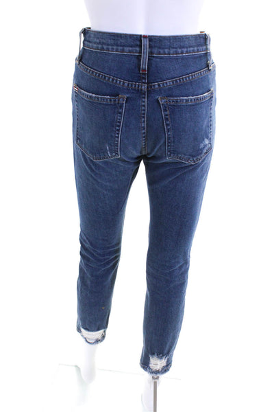 AO.LA Womens Distressed Amazing High Rise Slim Girlfriend Jeans Blue Size 24