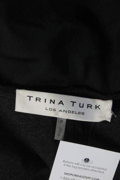 Trina Turk Womens Open Front Long Sleeved Slim Fit Cardigan Gray Black Size P