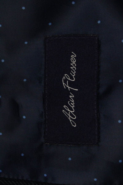 Alan Flusser Mens Blue Windowpane Two Button Long Sleeve Blazer Jacket Size 42R