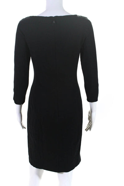 Ralph Lauren Black Label Womens 3/4 Sleeve Square Neck Sheath Dress Black Size 4