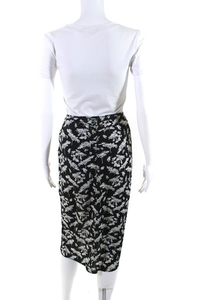 Rag & Bone Womens Front Zip Ruched Floral Pencil Skirt Black White Size Small