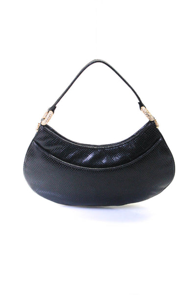 Judith Leiber Womens Single Strap Crystal Loop Karung Evening Handbag Black