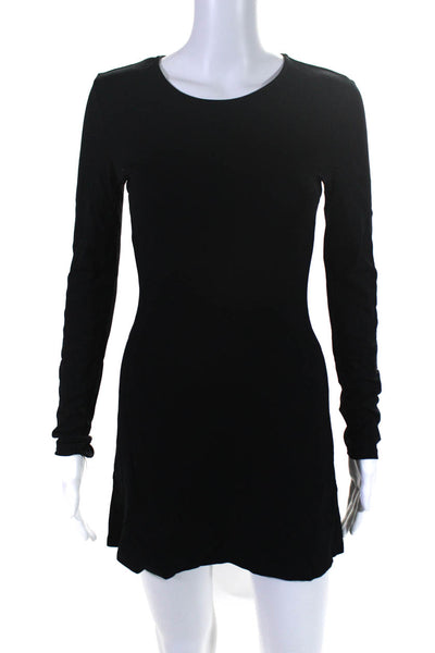 Silence And Noise Womens Long Sleeve Crewneck Mini Sheath Dress Black Size XS