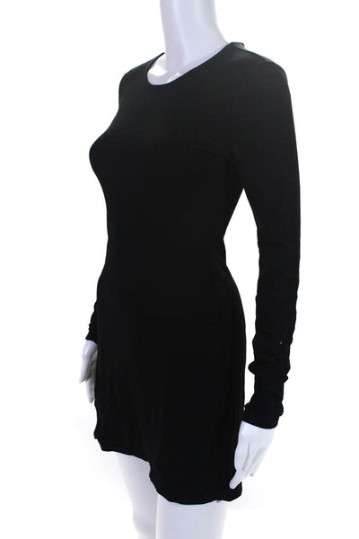 Silence And Noise Womens Long Sleeve Crewneck Mini Sheath Dress Black Size XS