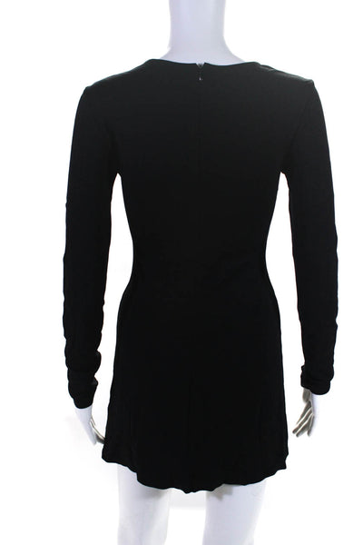 Silence And Noise Womens Long Sleeve Crewneck Mini Sheath Dress Black Size XS