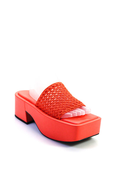 Charles & Keith Women's Open Toe Platform Square Toe Sandals Orange Size 9