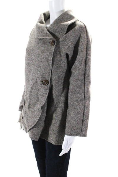 Beyond Threads Womens  Buttoned Collared Long Sleeve Coat Brown Size XS