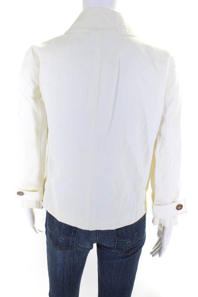 Lauren Ralph Lauren Womens Double Breasted Collared Jacket White Size Small