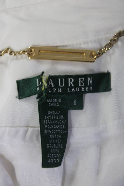 Lauren Ralph Lauren Womens Double Breasted Collared Jacket White Size Small