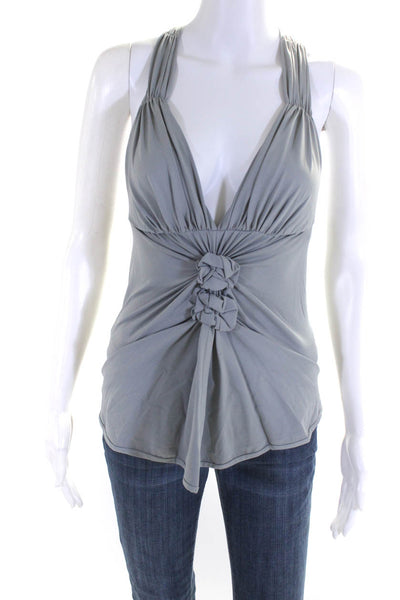 Black Halo Womens Sleeveless Twisted V Neck Knit Top Gray Size Extra Small