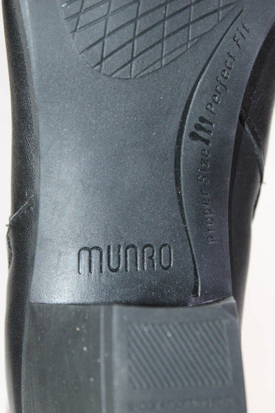 Munro Women's Leather Block Heel Ankle Booties Black Size 11