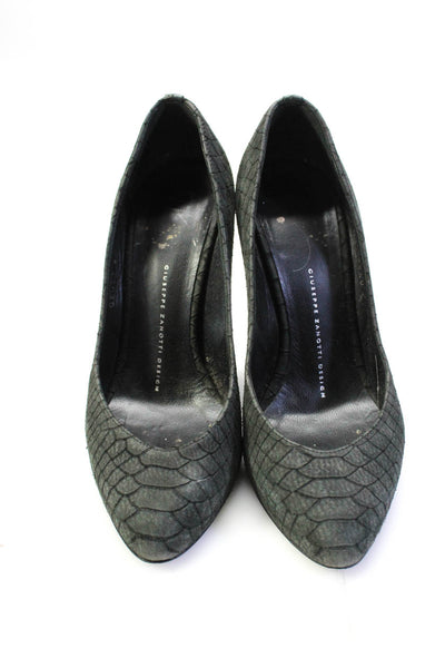 Giuseppe Zanotti Design Womens Stiletto Snake Print Pumps Black Leather Size 38