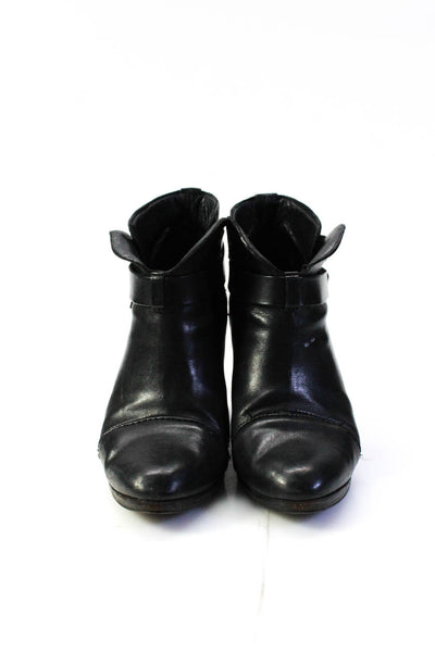 Rag & Bone Womens Block Heel Cap Toe Booties Black Leather Size 38