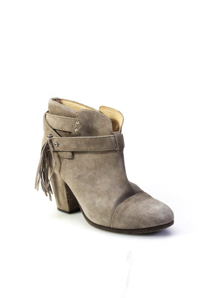 Rag & Bone Womens Slip On Block Heel Cap Toe Booties Gray Suede Size 38.5