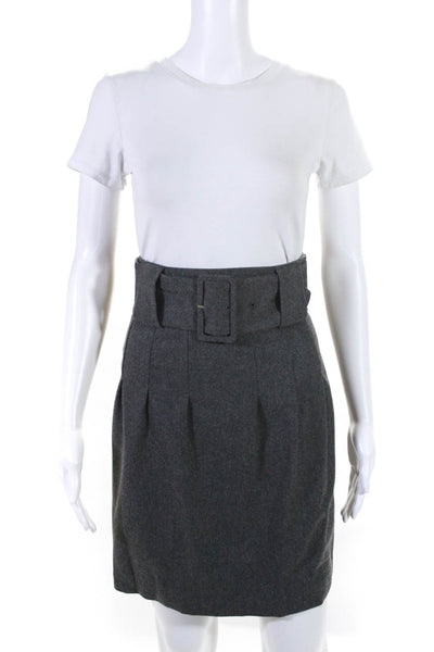 Calypso Christiane Celle Womens Wool Belted Lined Short Pencil Skirt Gray Size 0