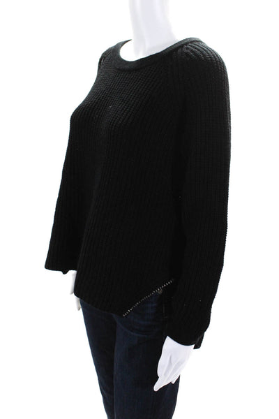 Ramy Brook Womens Jeweled Sides Pullover Sweater Black Wool Size Extra Small