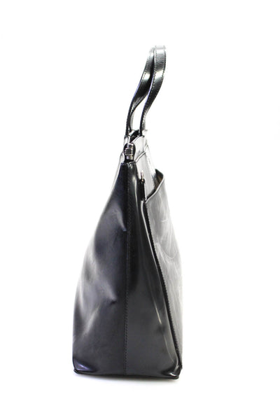 Anya Hindmarch Womens Patent Leather Silver Tone Tote Shoulder Handbag Black