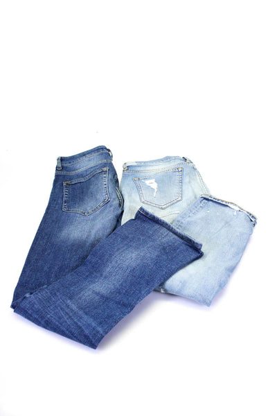 Zara Womens Cotton Distress Buttoned Straight Leg Jeans Blue Size 6 8 Lot 2