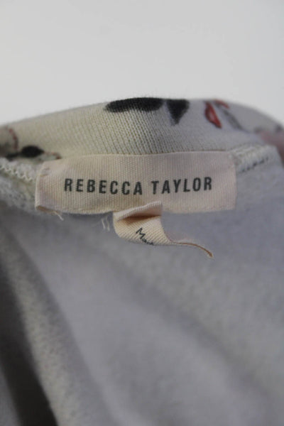 Rebecca Taylor Womens Floral Print Ruffled Sweatshirt White Size Extra Small