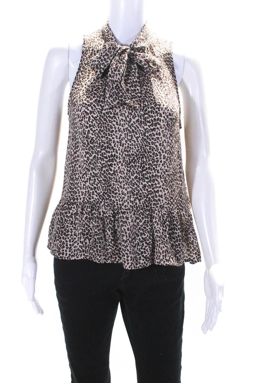 Tie-neck leopard-print silk shirt