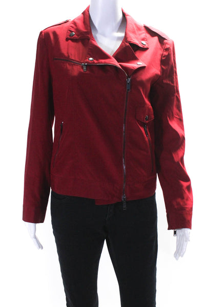 DKNY Womens Silk Zipper Closure Light Jacket Apple Red Size Petite