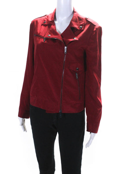 DKNY Womens Silk Zipper Closure Light Jacket Apple Red Size Petite