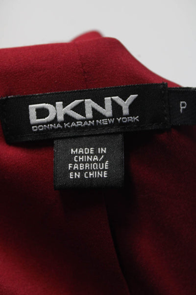 DKNY Womens Silk Zipper Closure Light Jacket Apple Red Size Petite