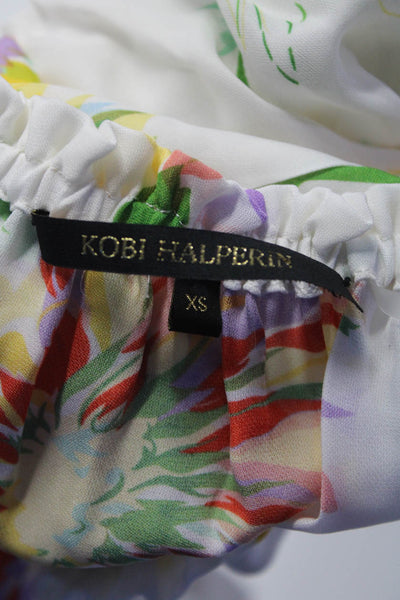 Kobi Halperin Womens Silk Floral Print Blouse White Size Extra Small