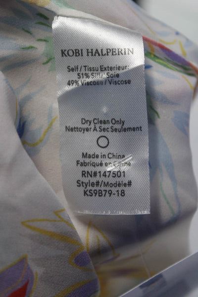 Kobi Halperin Womens Silk Floral Print Blouse White Size Extra Small