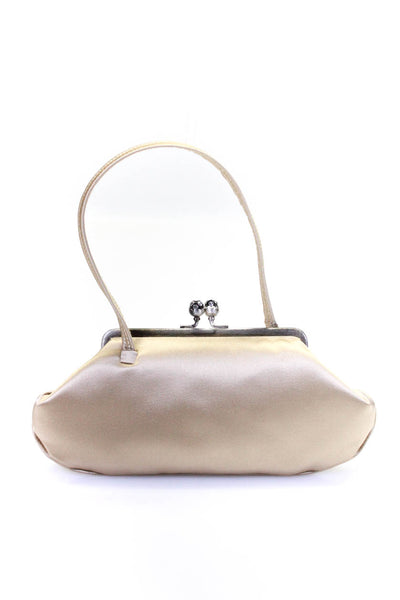 Anya Hindmarch Women's Satin Kiss Lock Frame Handbag Champagne Size S