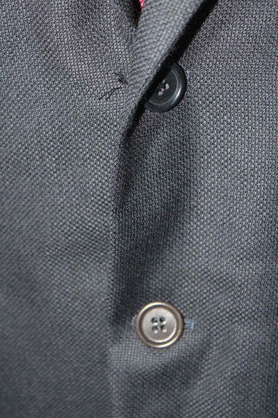 Canali Mens Woven Canvas Two Button Sport Coat Blazer Black Wool Size IT 50