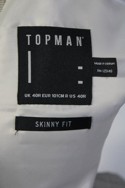 Topman Mens Skinny Fit Glen Check One Button Blazer Jacket Beige Size 40