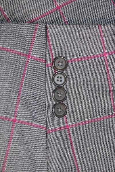 Hart Schaffner Marx Mens Check Two Button Blazer Vest Set Gray Magenta Size 40