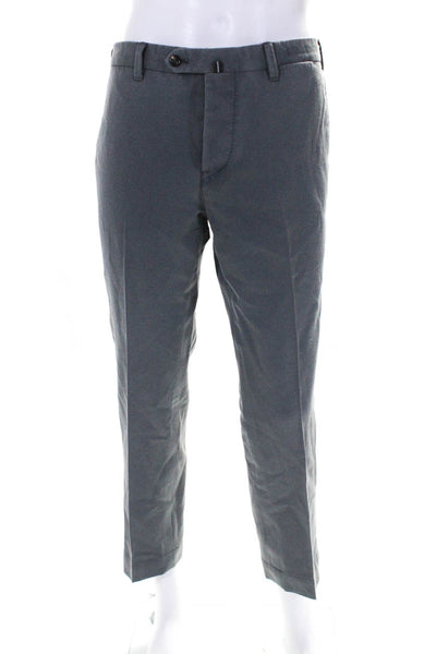 PT01 Mens Solid Gray Wool Pleated Straight Leg Slim Fit Dress Pants Size 52