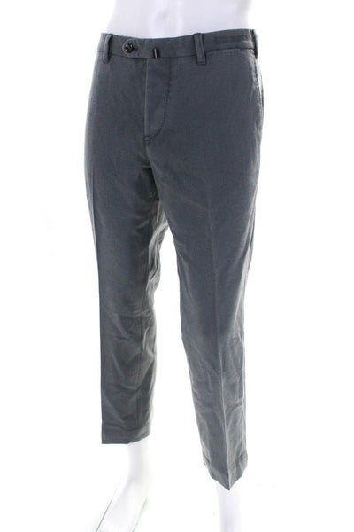 PT01 Mens Solid Gray Wool Pleated Straight Leg Slim Fit Dress Pants Size 52