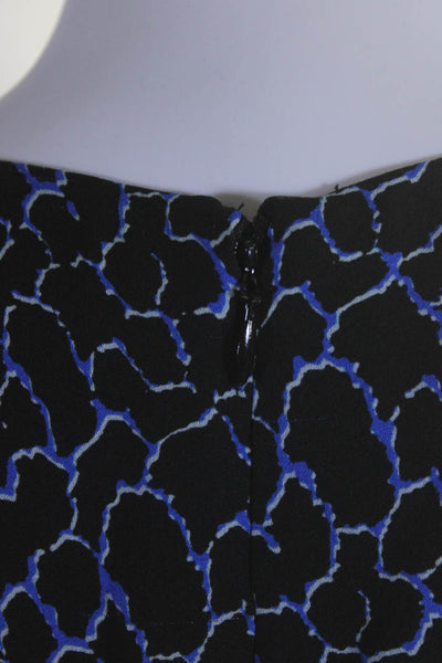 Proenza Schouler Womens Back Zip Abstract Tiered Dress Black Blue Silk Size 6