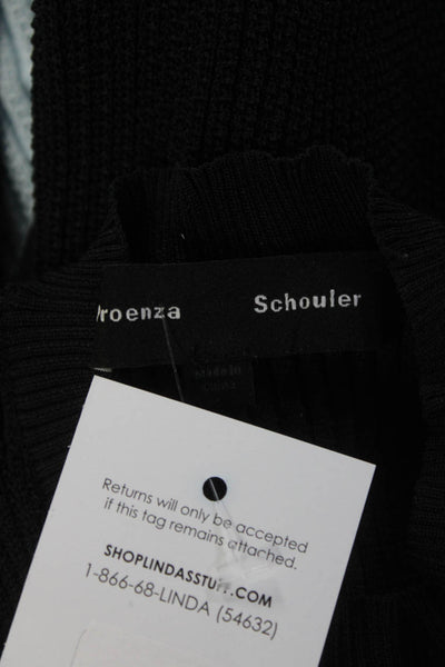 Proenza Schouler Womens Long Sleeve Ribbed Stretch Knit Shirt Black Size XS