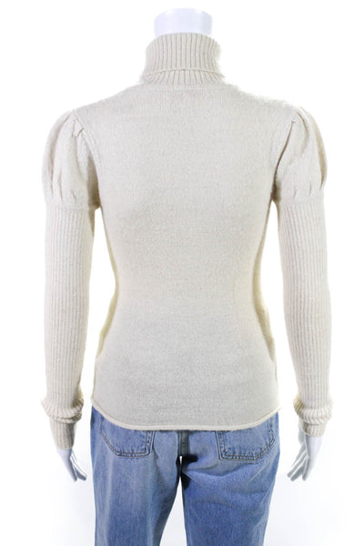 Catherine Malandrino Womens Long Sleeve Cut Out Turtleneck Sweater Beige Size S