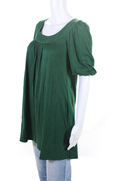 Calypso Christiane Celle Womens Short Sleeve Round Neck Tunic Top Green Size XS