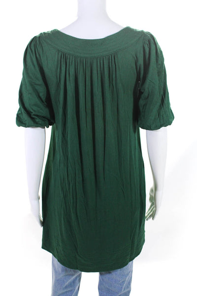Calypso Christiane Celle Womens Short Sleeve Round Neck Tunic Top Green Size XS