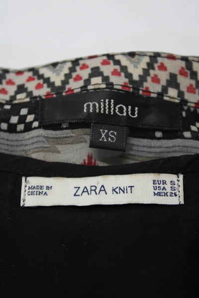 Millau Zara Knit Womens Sheer Blouse Knit Top Multicolor Black Size XS S Lot 2