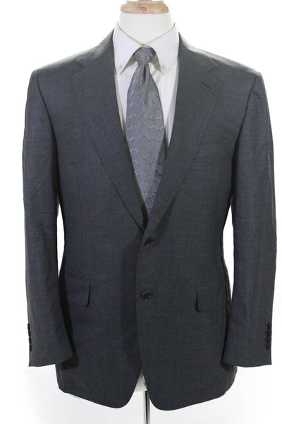 Canali Mens Woven Two Button Notched Collar Blazer Jacket Gray Wool Size IT 50