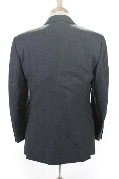 Canali Mens Woven Two Button Notched Collar Blazer Jacket Gray Wool Size IT 50