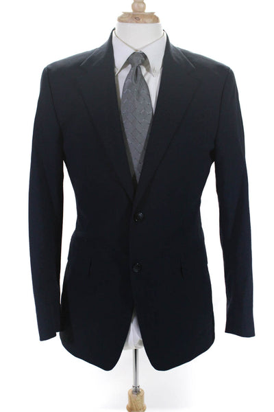 Theory Mens Navy Blue Wool Striped Two Button Long Sleeve Blazer Jacket Size 40