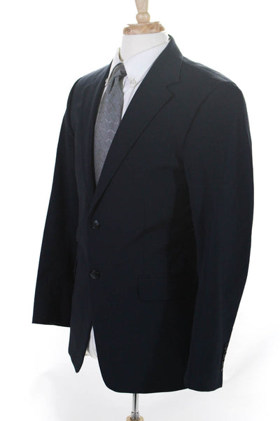 Theory Mens Navy Blue Wool Striped Two Button Long Sleeve Blazer Jacket Size 40