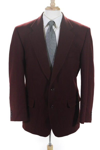 Bhs Menswear Mens Red Wool Two Button Long Sleeve Blazer Jacket Size 42