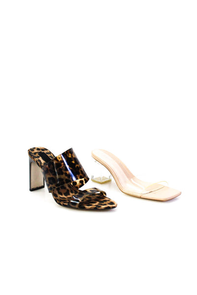 Zara Womens Clear Strap Square Open Toe Sandals Heels Tan Brown Size 6 Lot 2
