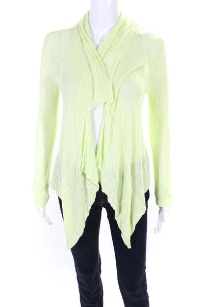 Elie Tahari Womens Thin-Knit Long Sleeve Cowl Neck Cardigan Neon Green Size S